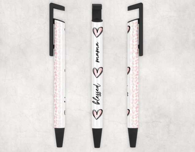Blessed Mama Pink Leopard Ballpoint Pen Mockup