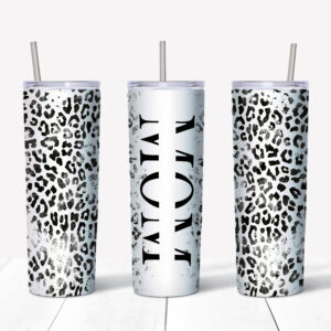 Mom Distressed Cheetah Print Tumbler Mockup