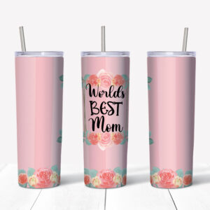 World's Best Mom Floral Tumbler- pink Mockup