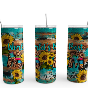 World's Best Mom w/ Sunflowers Tumbler Mockup