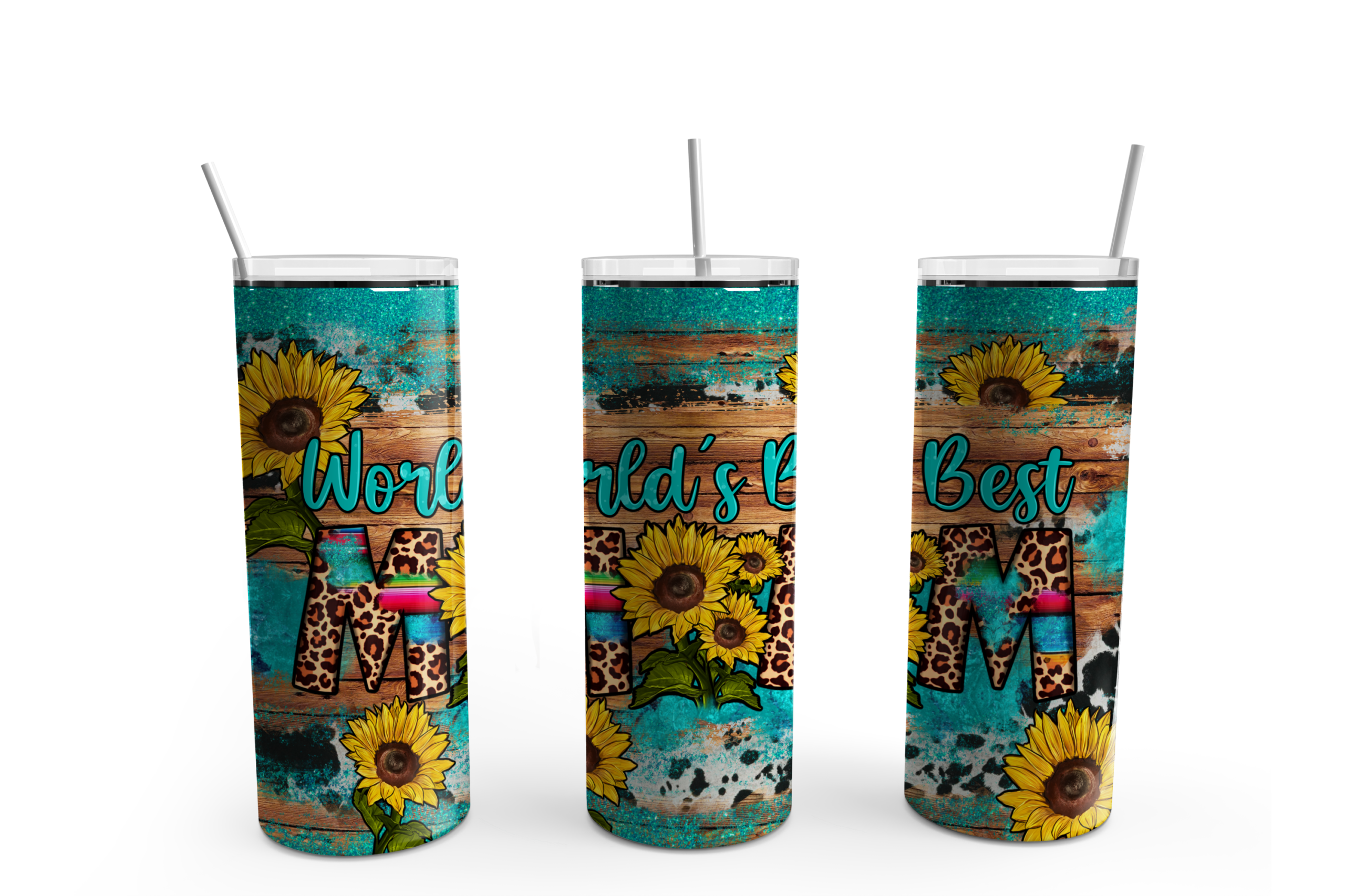 World's Best Mom w/ Sunflowers Tumbler Mockup