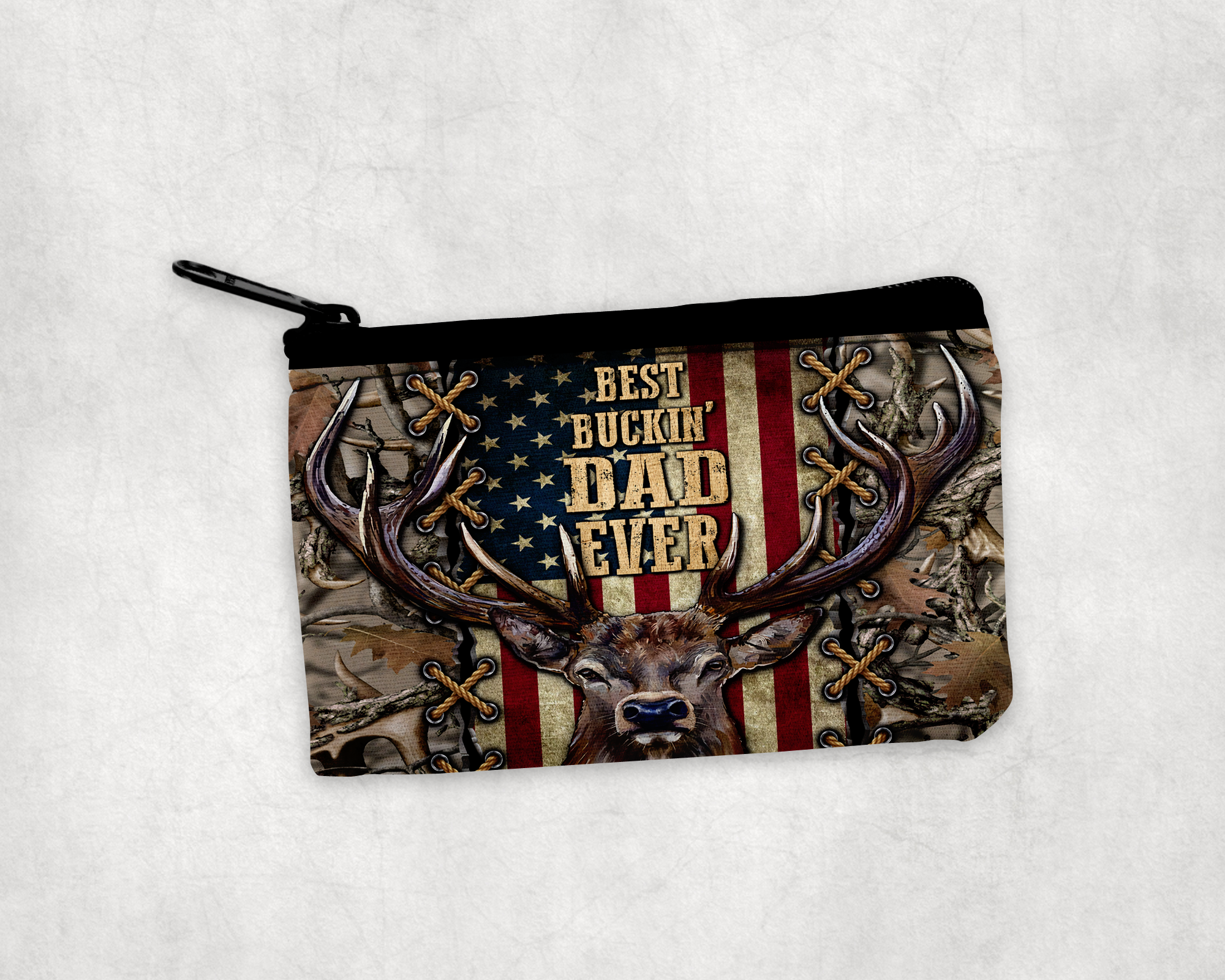 Best Buckin' Dad Zipper Pouch Mockup