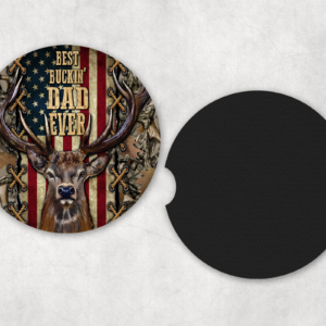 Best Buckin' Dad Car Coasters Mockup