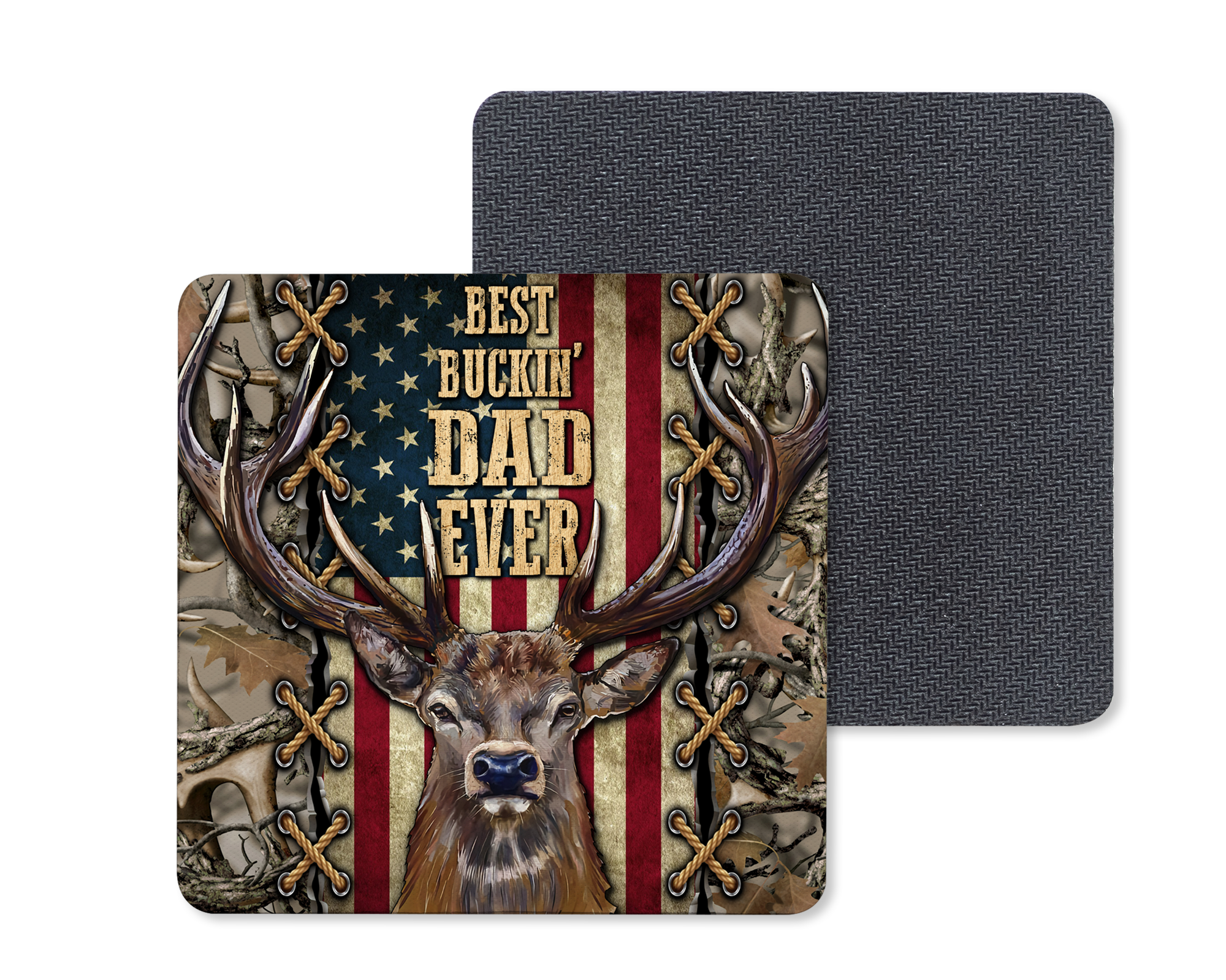 Best Buckin' Dad Ever Coasters Mockup