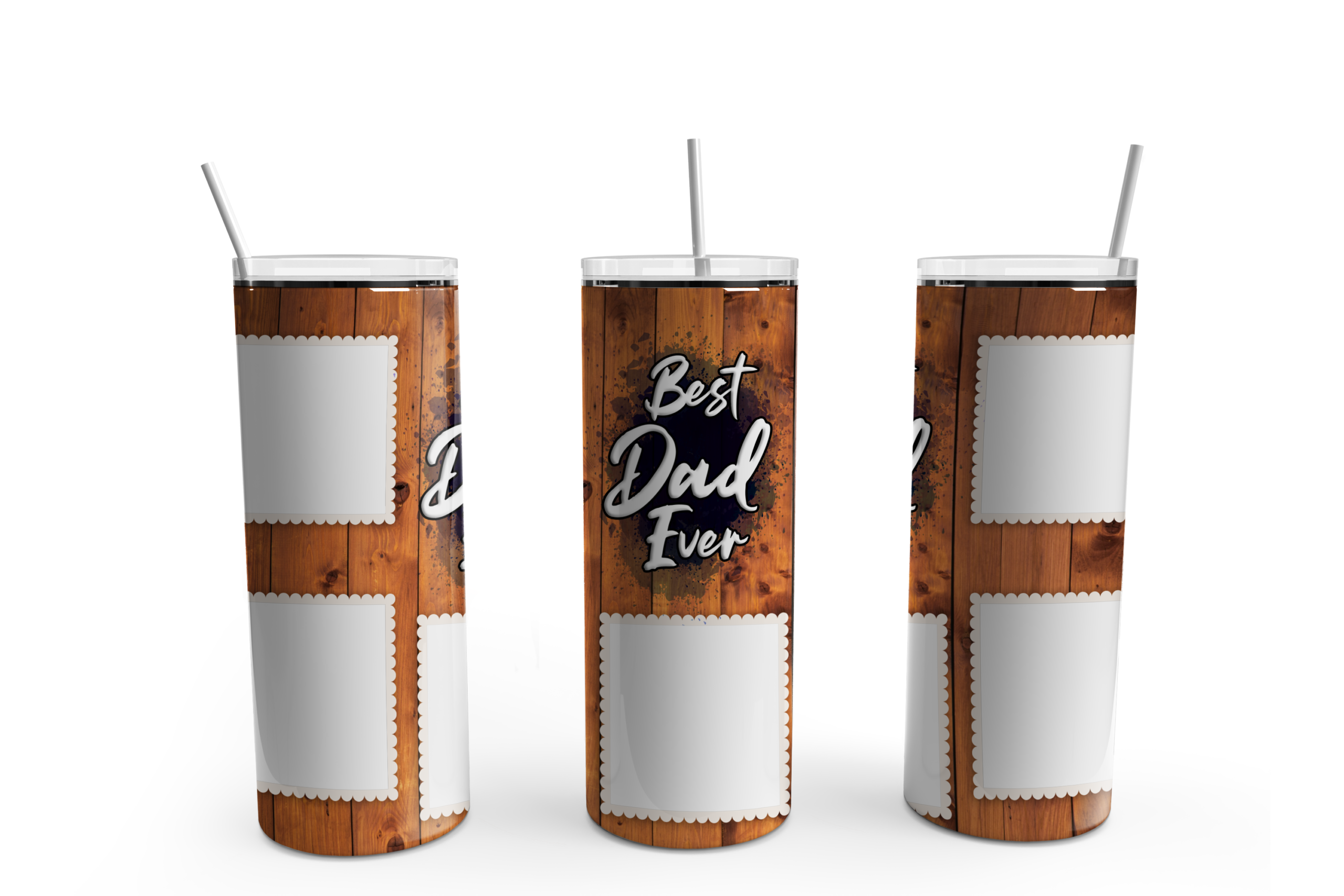 Best Dad Ever Wood Photo Tumbler Mockup