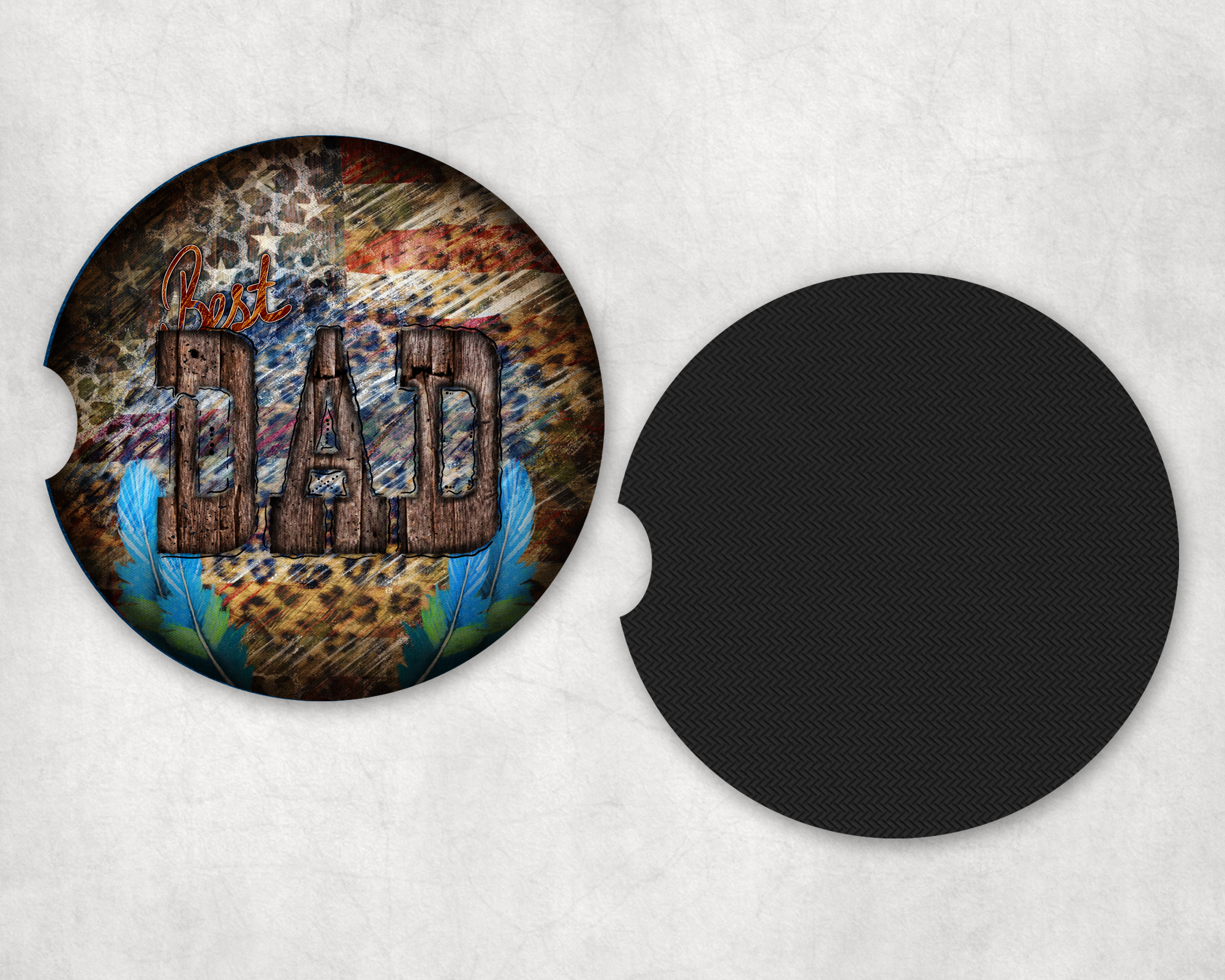 Best Dad Car Coasters Mockup