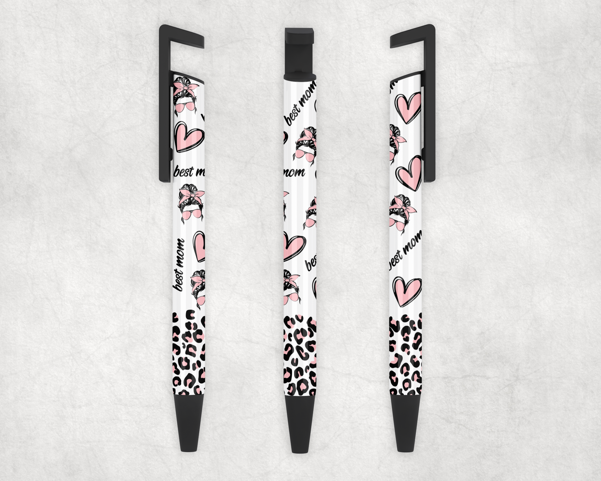 Best Mom Patterned Pink Leopard Ballpoint Pen Mockup