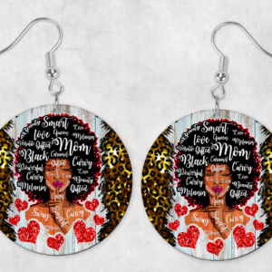 Black Beautiful Mom Earrings Mockup