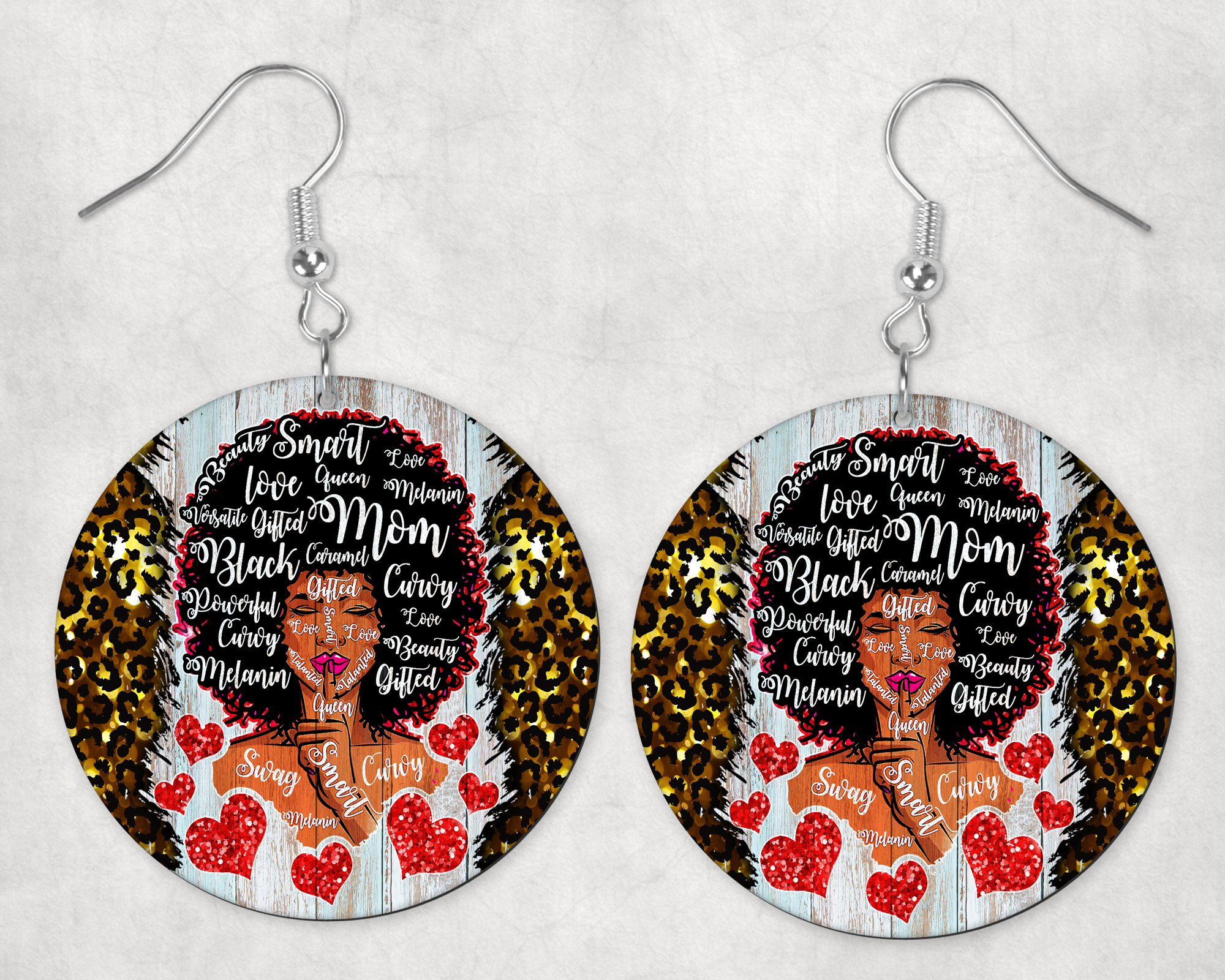 Black Beautiful Mom Earrings Mockup