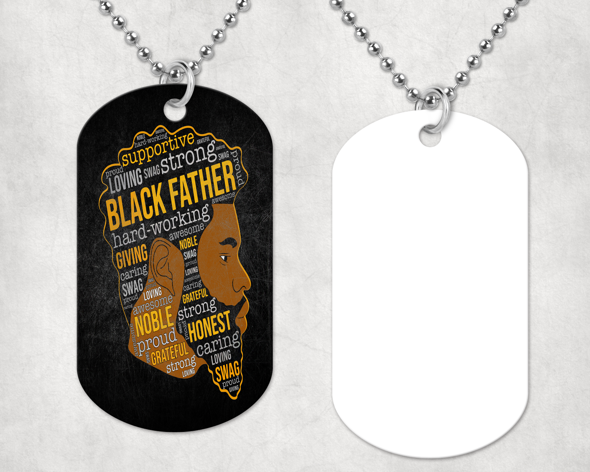 Strong Black Father Dog Tag Mockup