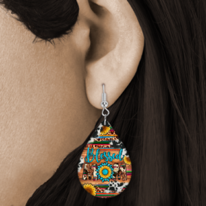 Blessed Mama Teardrop Earrings Mockup
