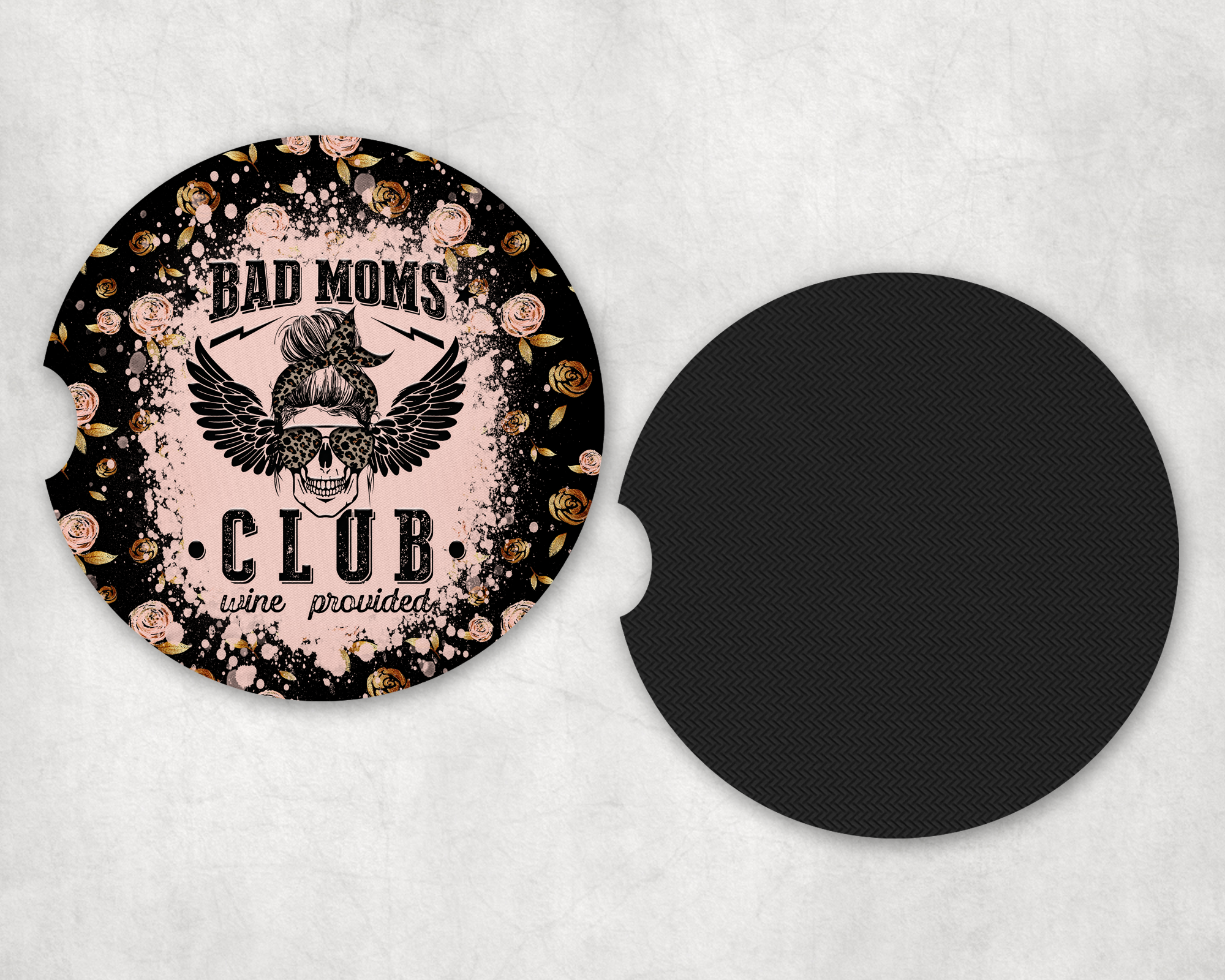 Bad Moms Club Car Coasters Mockup