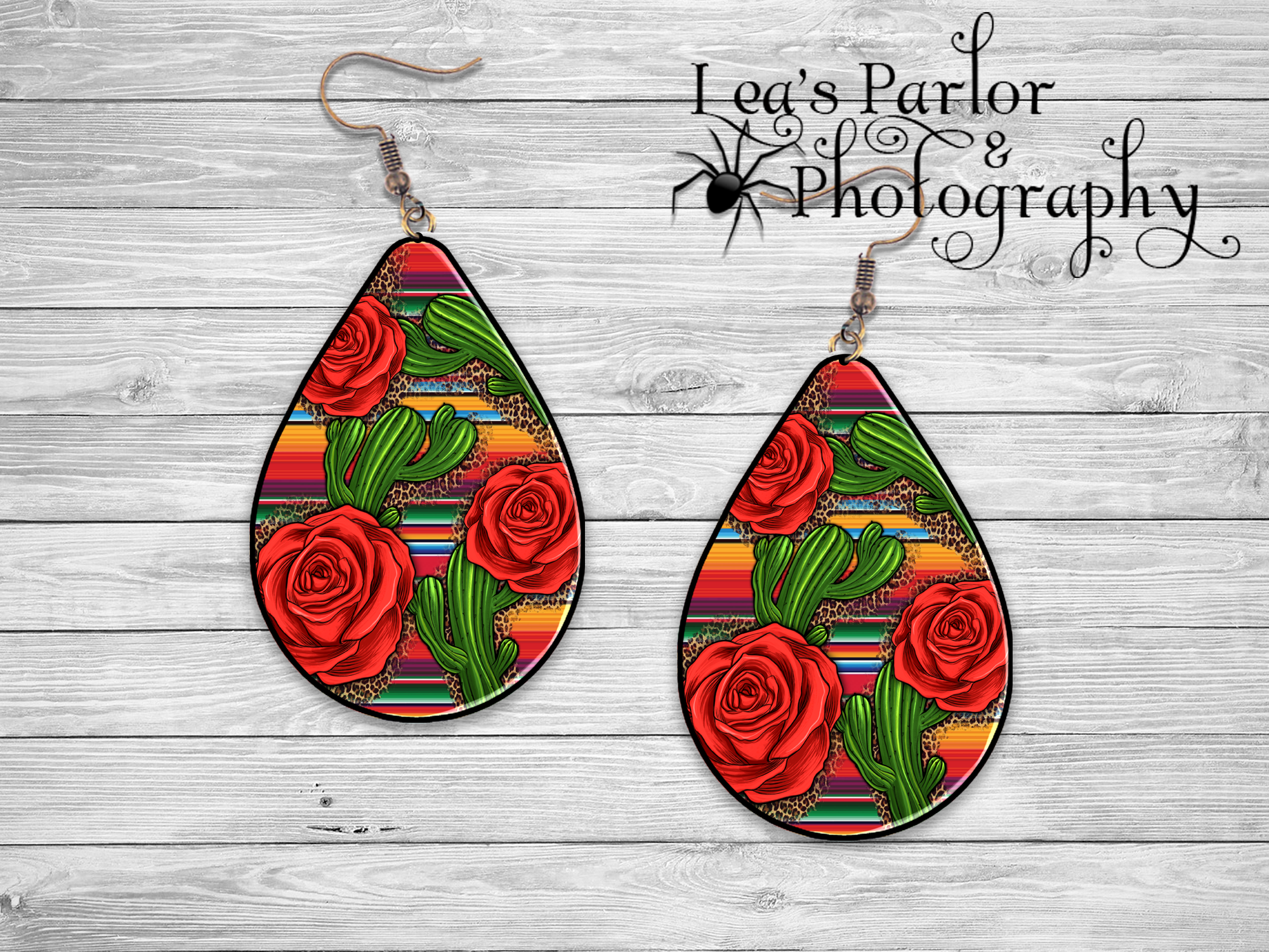 Cacti & Roses Earrings Mockup