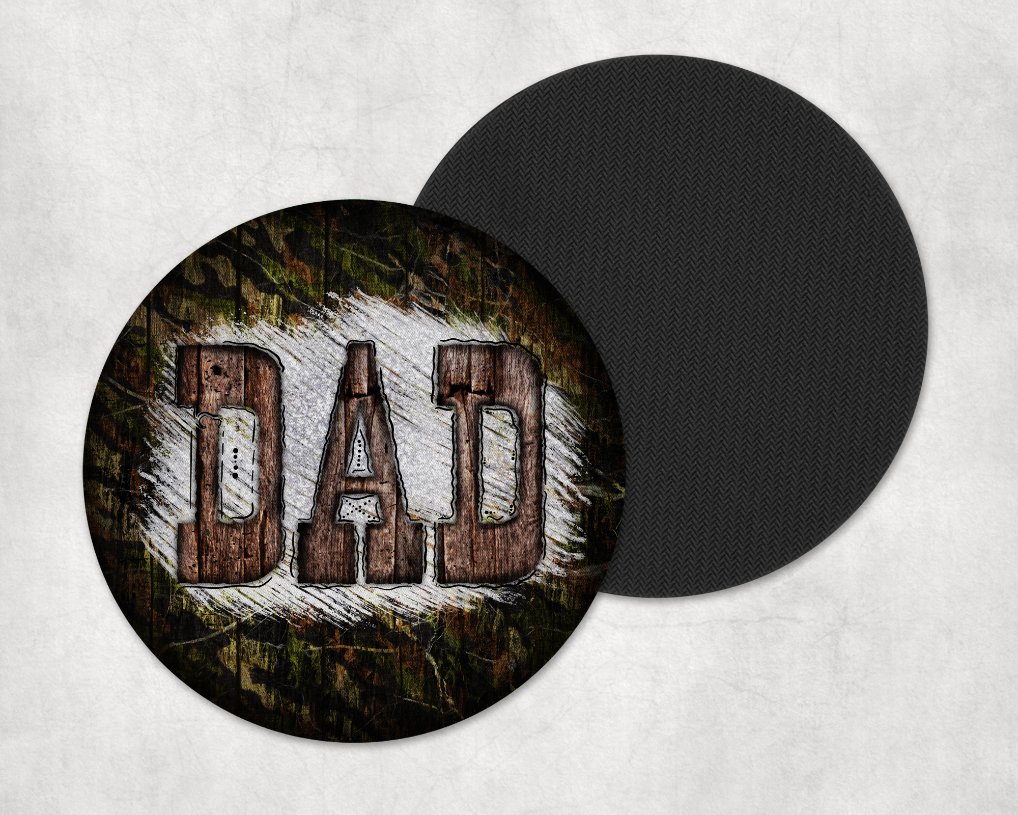 Camo Wood Dad Coasters Mockup
