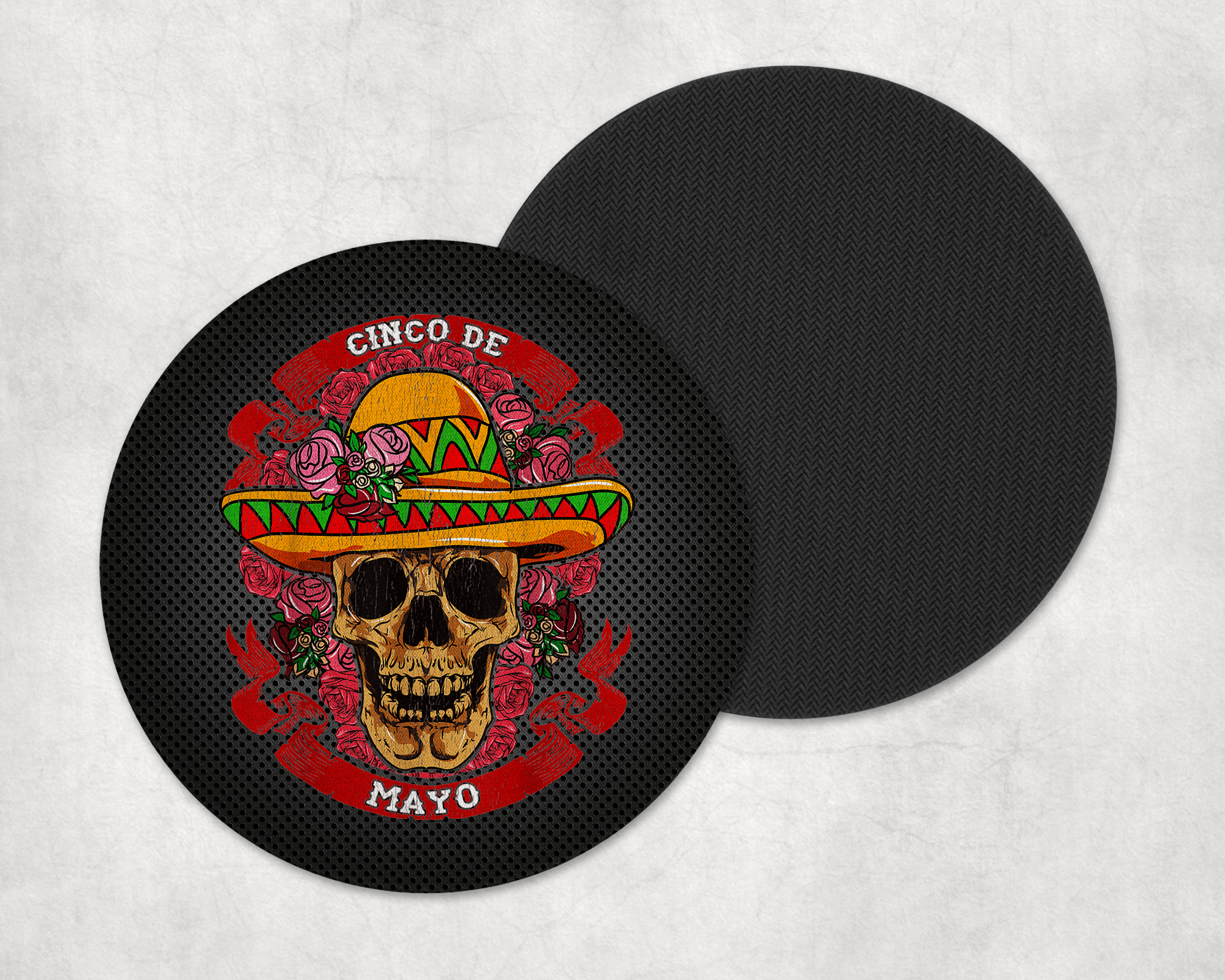 Cinco De Mayo Senor Skull Coasters- round