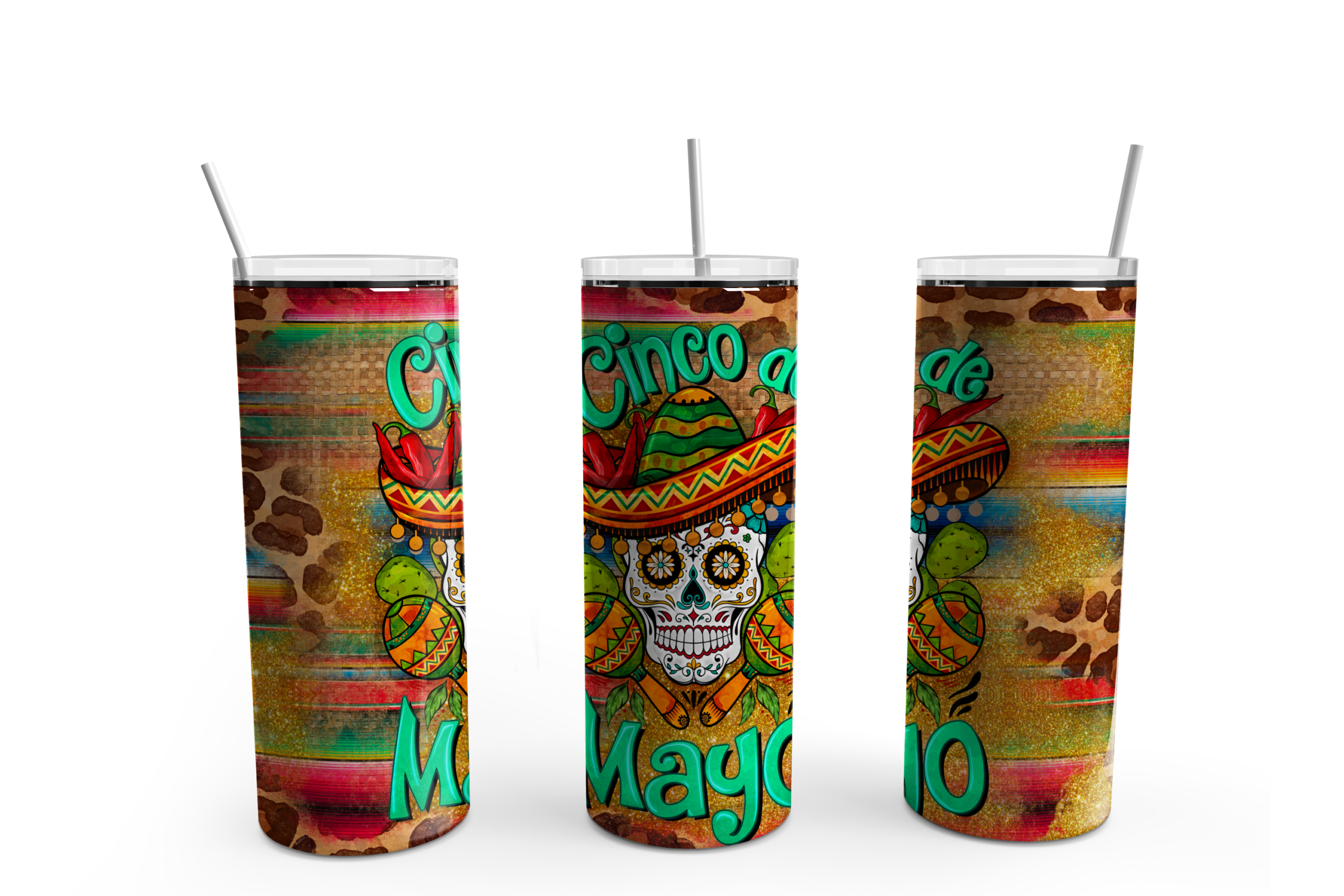 Cinco De Mayo Skull Tumbler Mockup