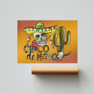 Cinco De Mayo Skull Art Print Mockup