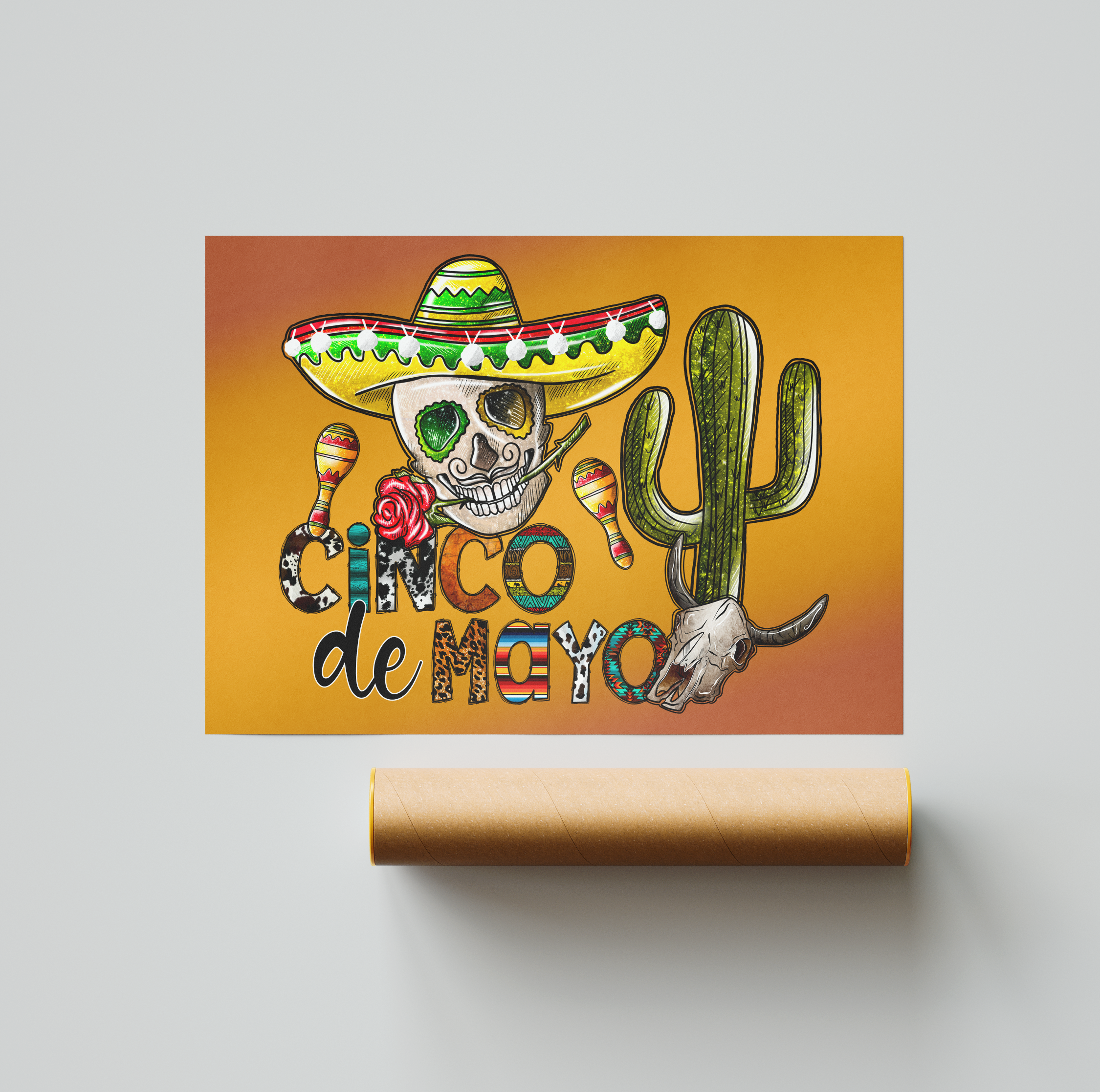 Cinco De Mayo Skull Art Print Mockup
