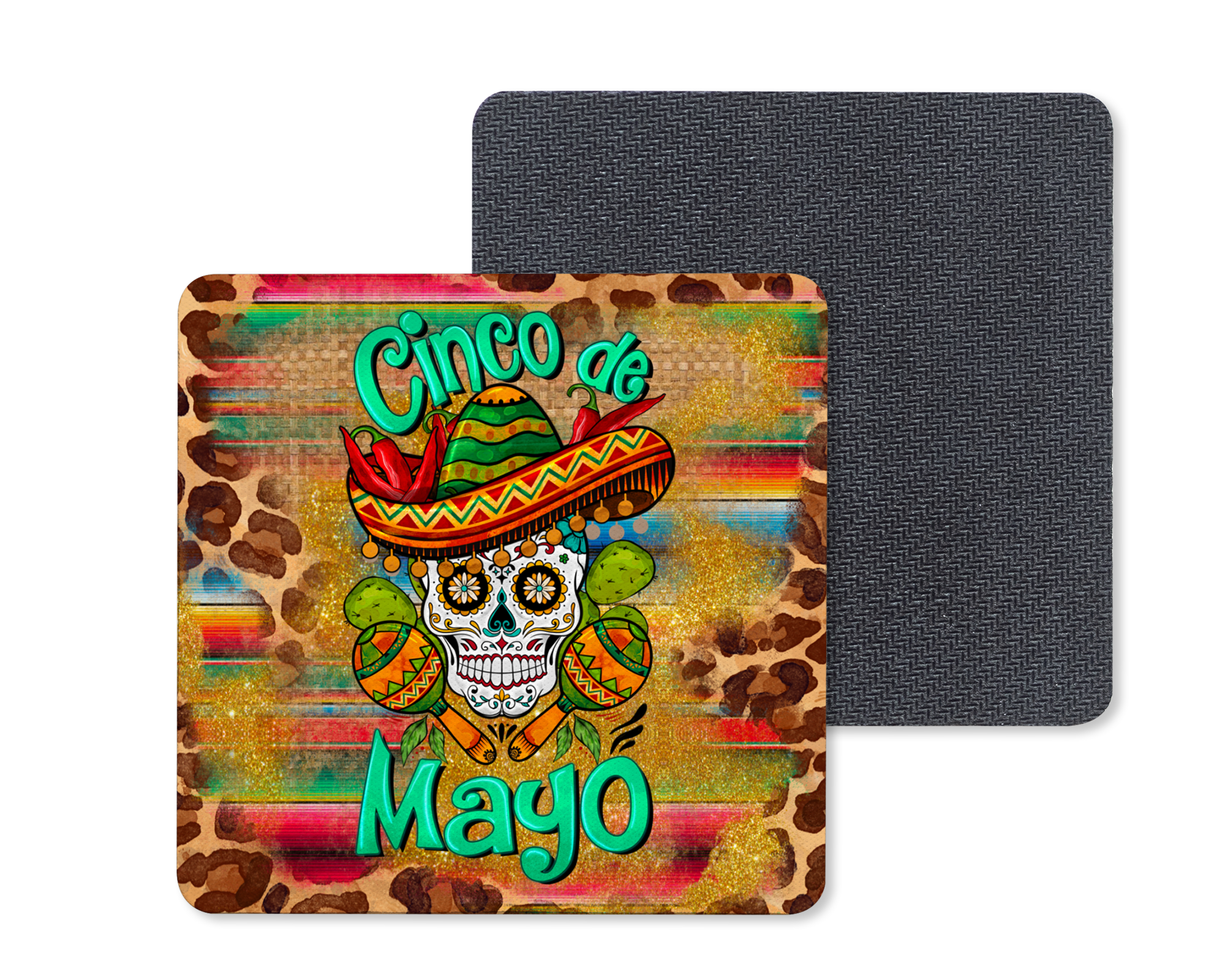 Cinco De Mayo Skull Coasters Mockup