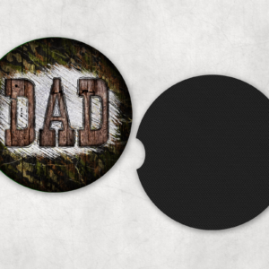 Camo & Wood Dad Car Coasters Mockup
