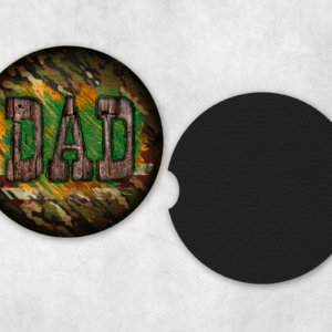 Dad Camo & Wood Car Coasters Mockup