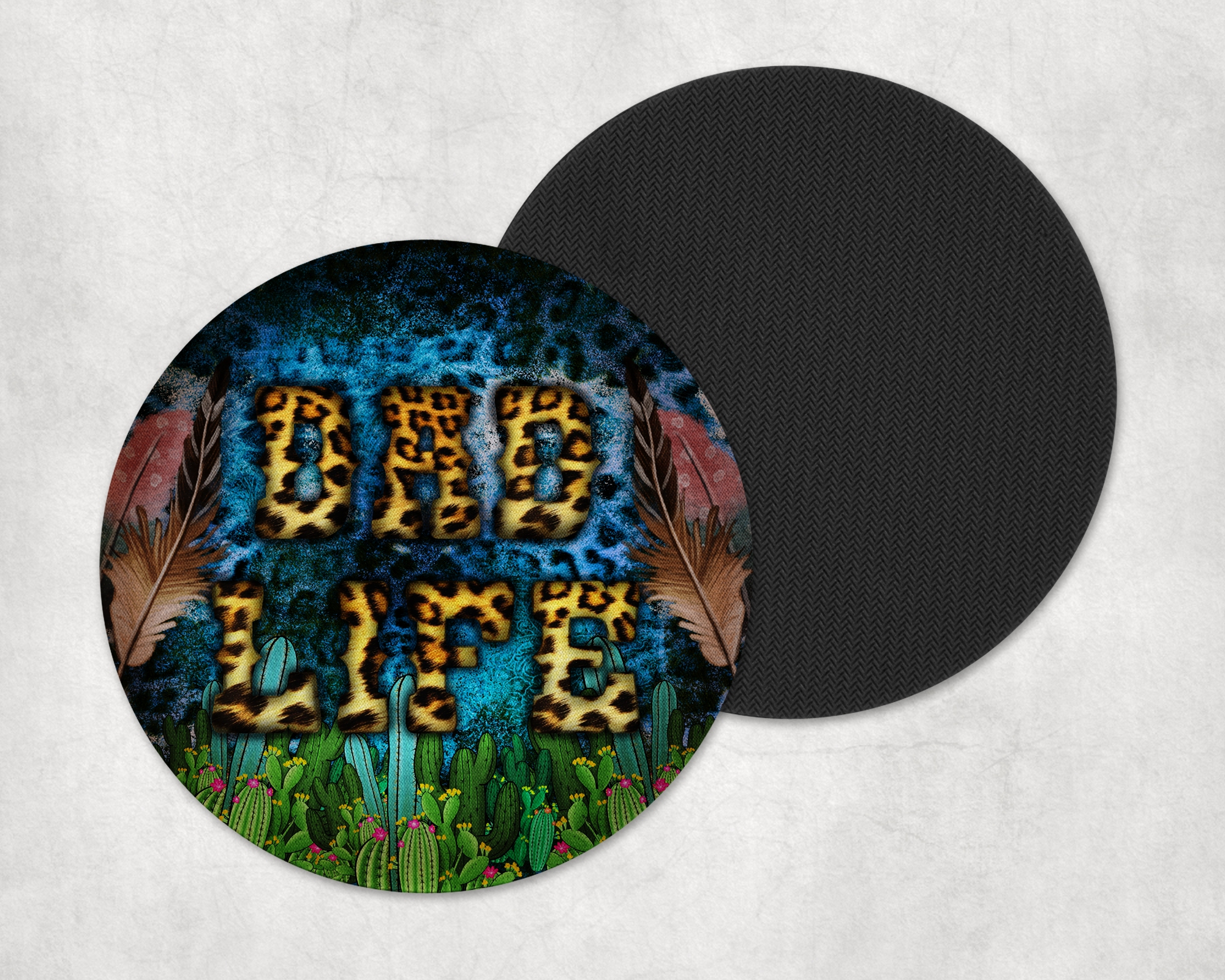 Dad Life Leopard Print Coasters Mockup