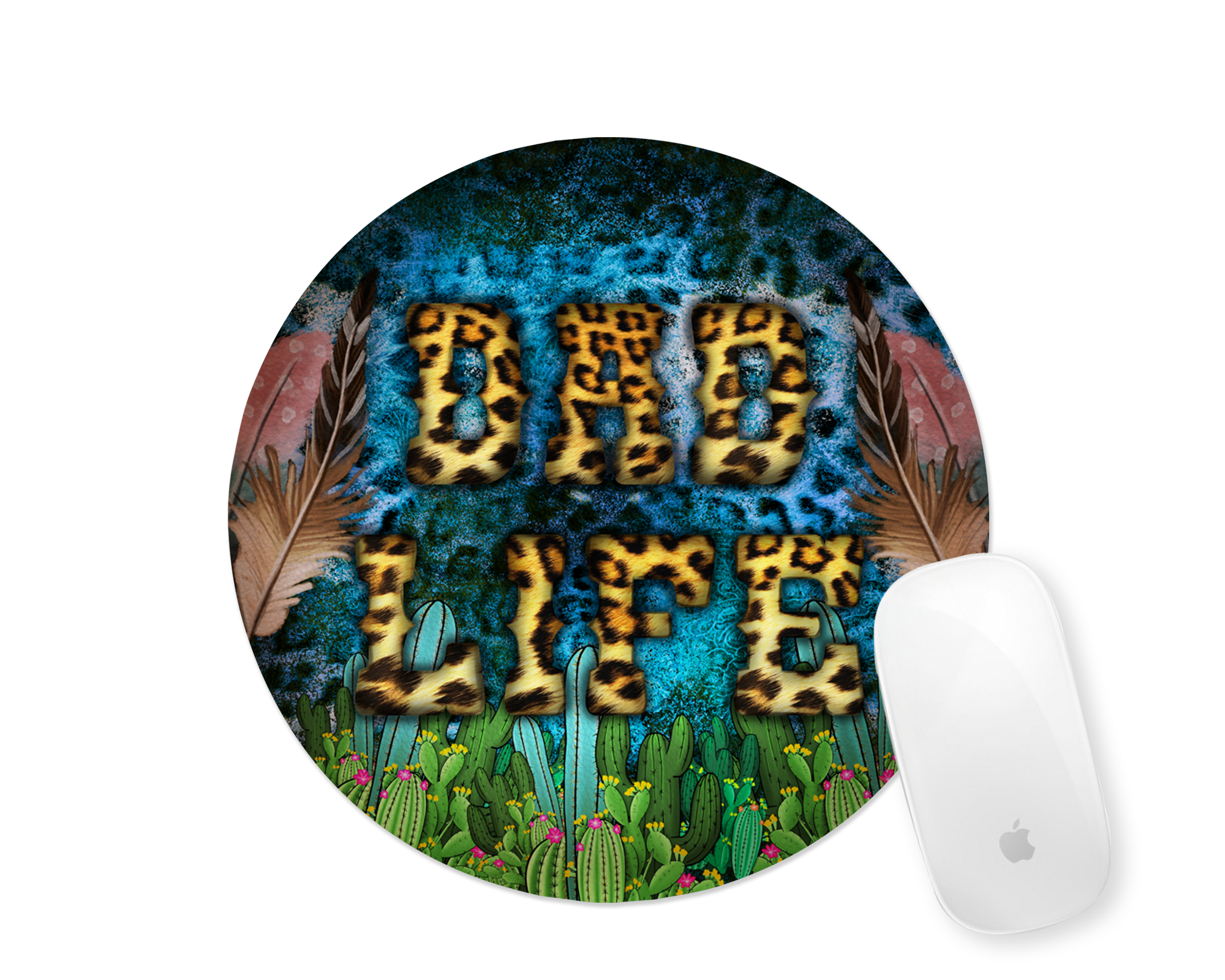 Dad Life Leopard Print Mousepad Mockup