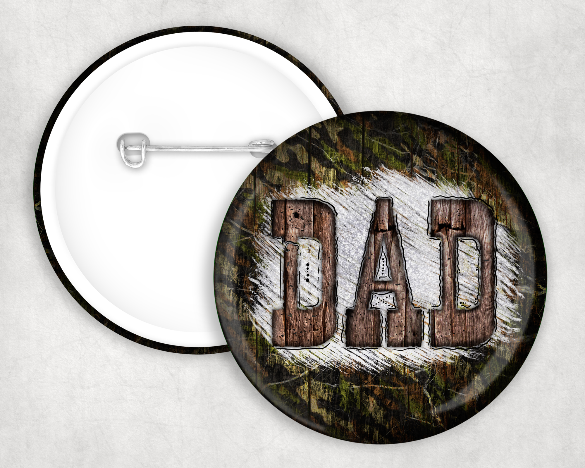 Dad Camo & Wood Button Mockup