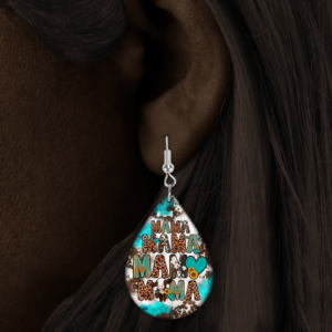 Mama Mama Teardrop Earrings Mockup