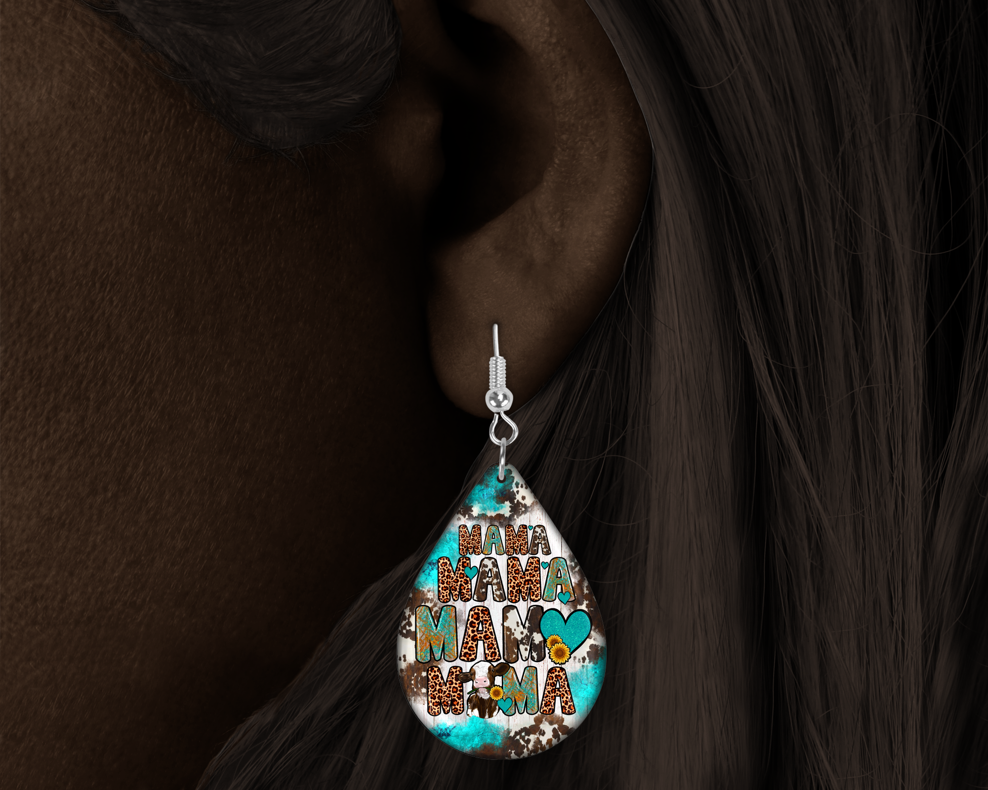 Mama Mama Teardrop Earrings Mockup