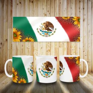 Mexican Flag With Sunflowers Mug Mockup