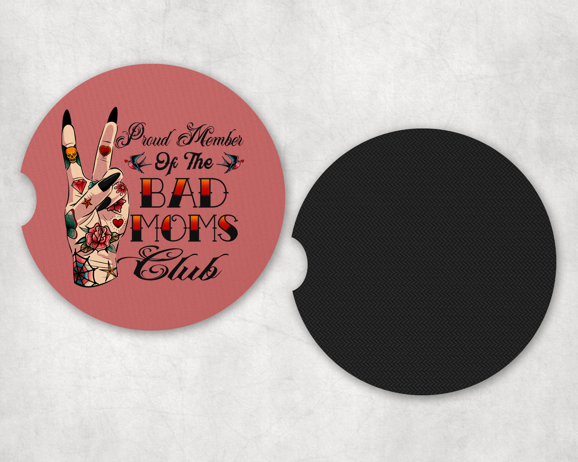 Proud Member Of The Bad Moms Club Car Coasters Mockup