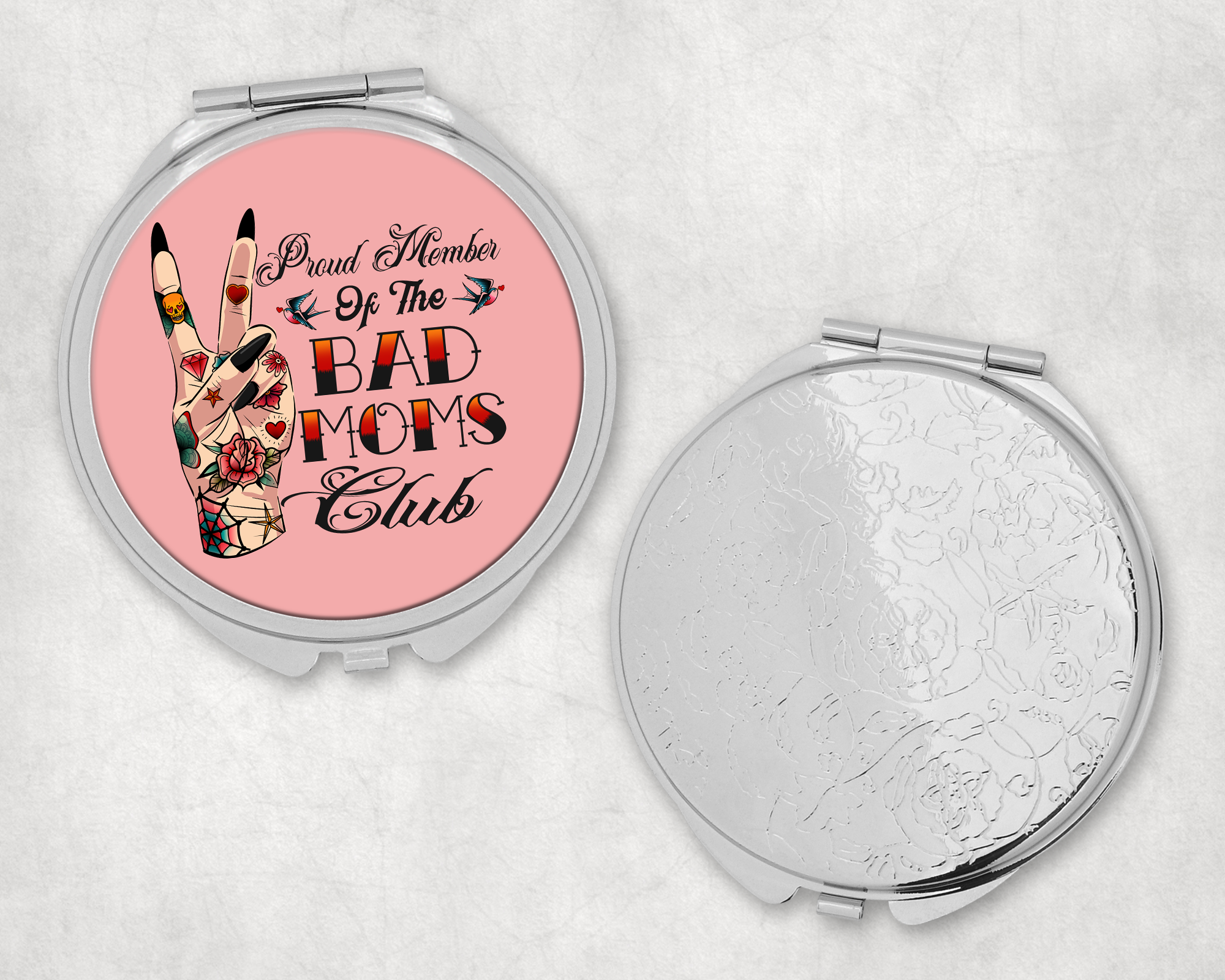 Proud Member, Bad Moms Club Mirror Compact Mockup