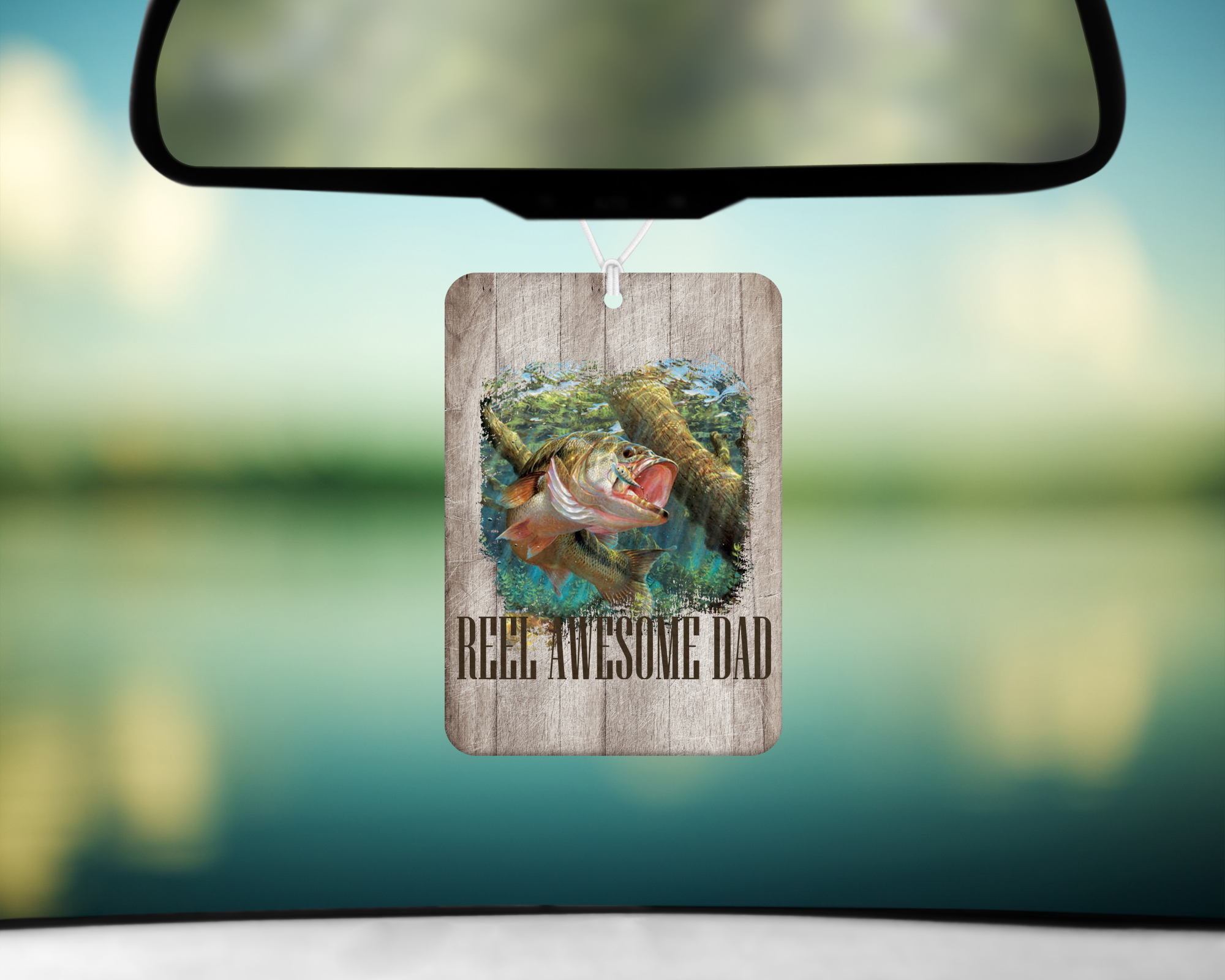 Reel Awesome Dad Air Freshener Mockup