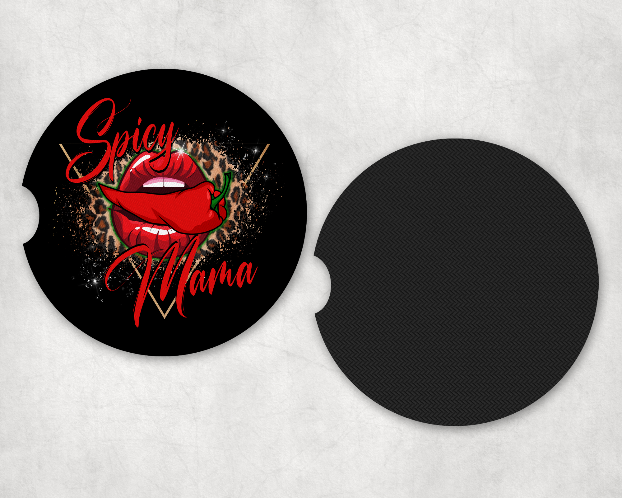 Spicy Mom Car Coasters Mockup
