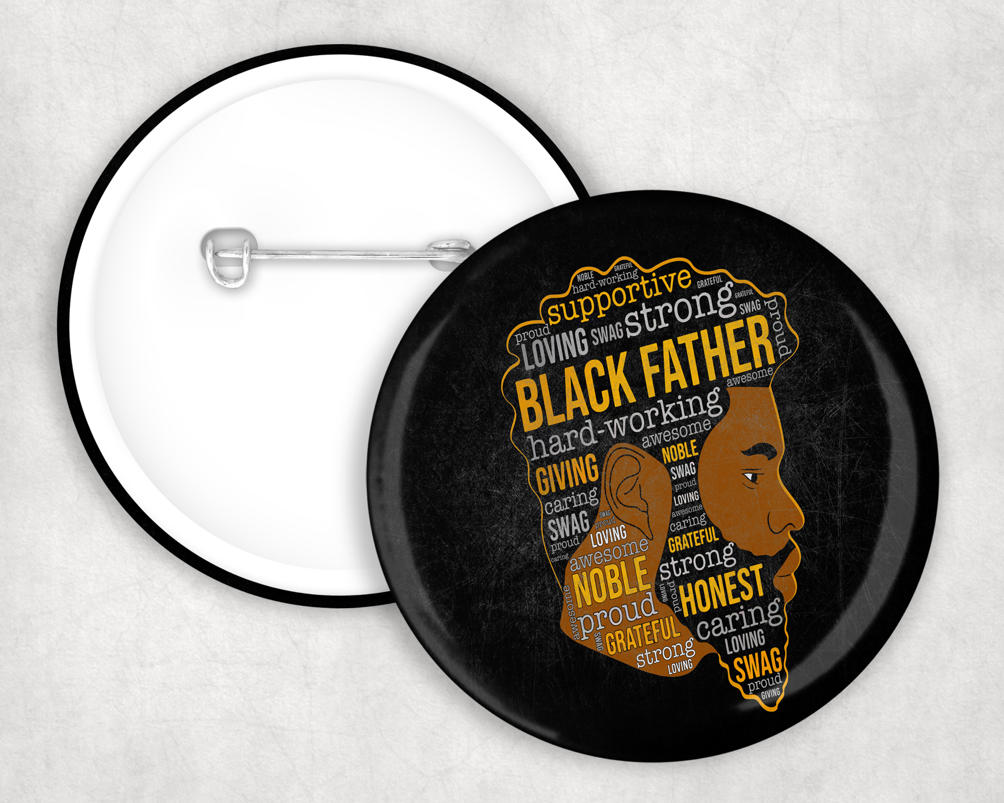 Strong Black Father Button