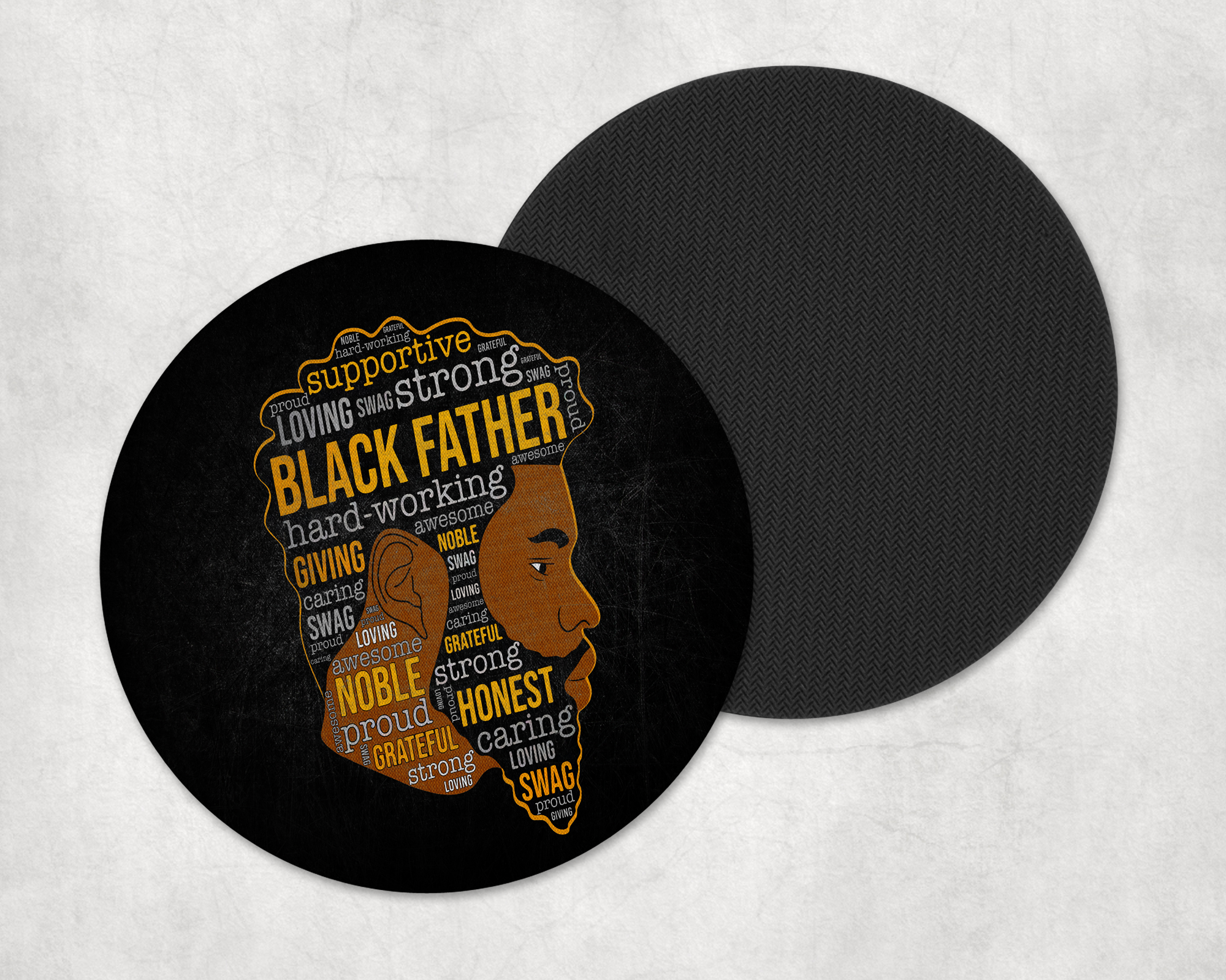 Strong Black Father Coasters Mockup