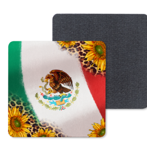 Mexican Flag With Sunflower Coasters Mockup