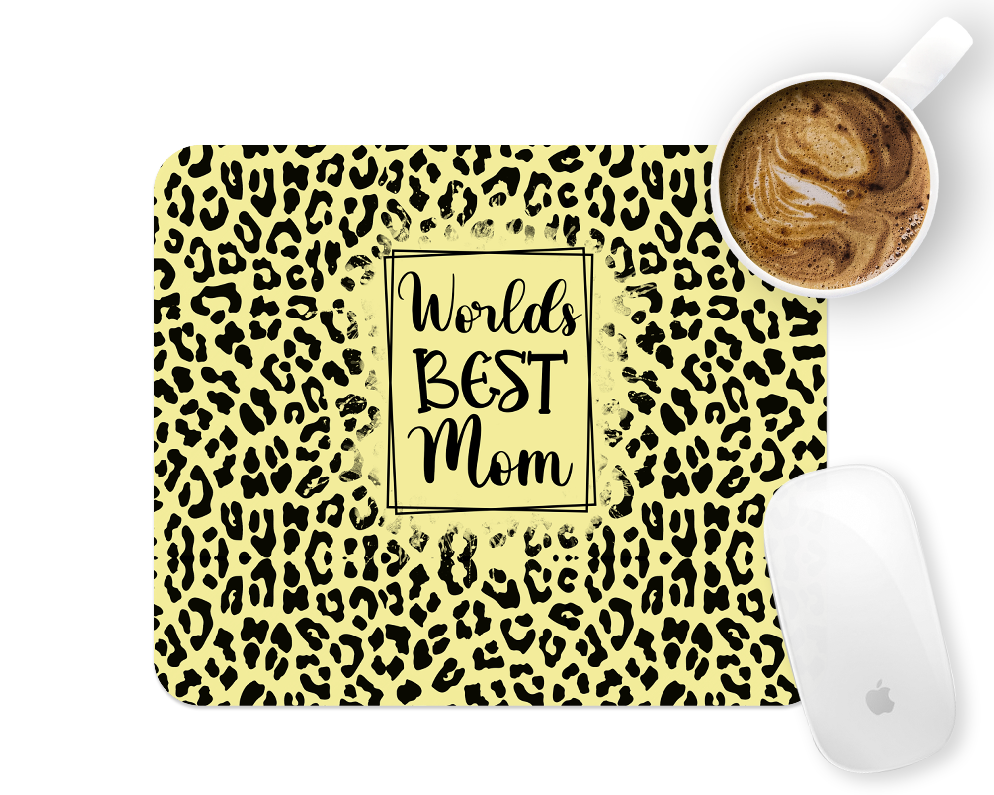 World's Best Mom Leopard Print Mousepad Mockup