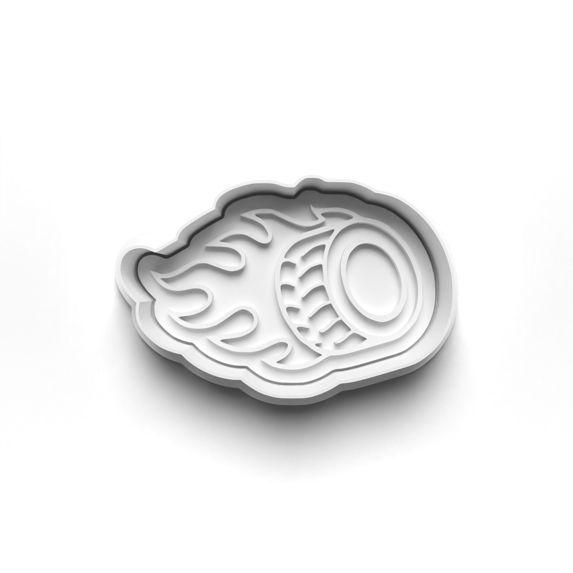 Flaming Tire Cookie Cutter & Stamp Mockup