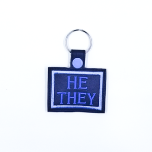 He, They Pronouns Key Fob