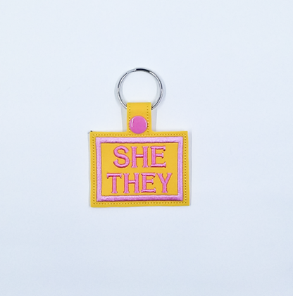 She, They Pronouns Key Fob