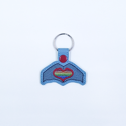 Rainbow Heart Hand Symbol Key Fob