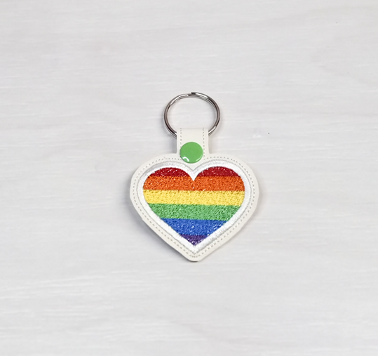 Rainbow Heart Key Fob