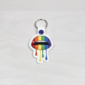 Rainbow Dripping Lips Key Fob
