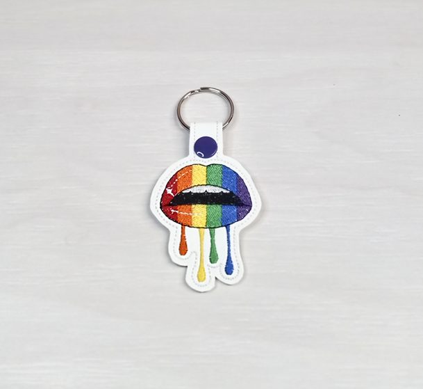 Rainbow Dripping Lips Key Fob