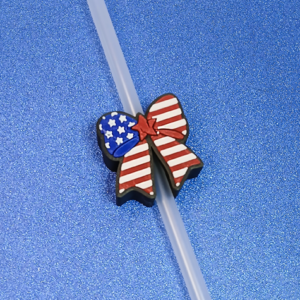 Stars & Stripes Bow Straw Topper