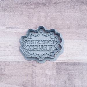 Monster Truck Text Cookie Cutter & Stamp