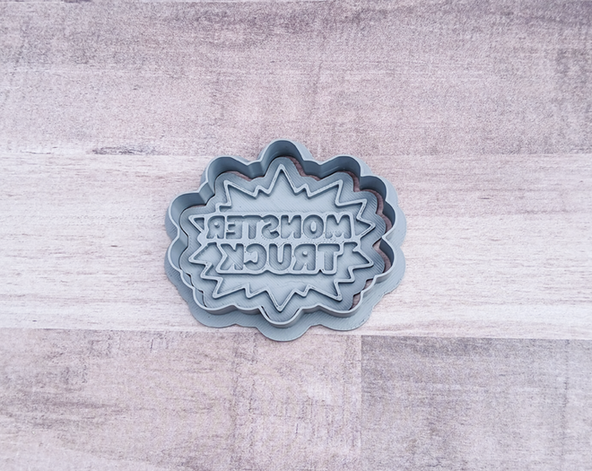 Monster Truck Text Cookie Cutter & Stamp