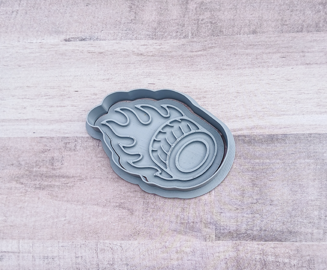 Flaming Tire Cookie Cutter & Stamp